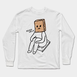 Stick Figure Send Help Cardboard Bag Long Sleeve T-Shirt